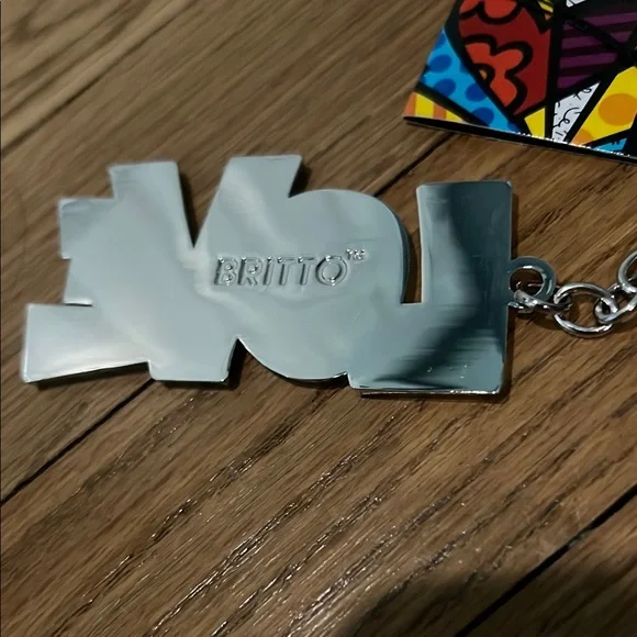 NWT Britto Multicolor LOVE Keychain, silver - Picture 2 of 3